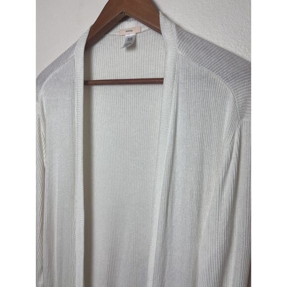 Eberjey Women’s Sz Medium White Open-Front Lounge Ribbed Cardigan - Picture 2 of 3